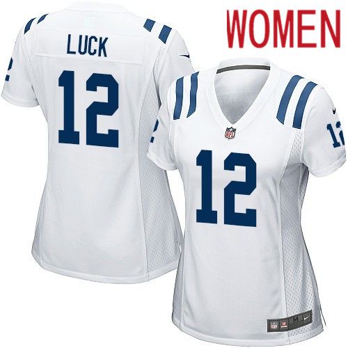 Women Indianapolis Colts 12 Andrew Luck Nike White Game Player NFL Jersey